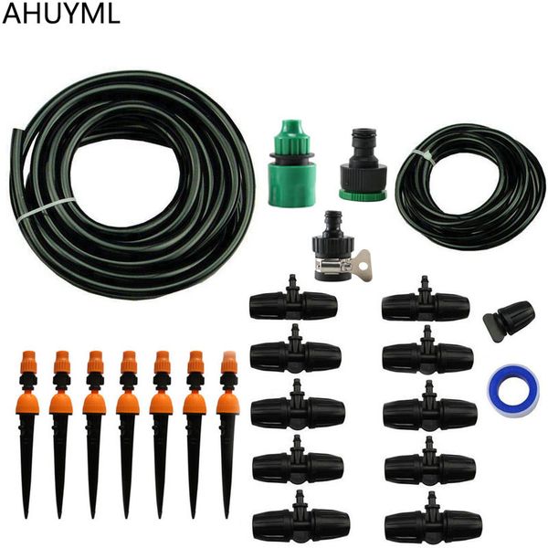 

10m diy micro drip irrigation system watering timer garden hose kits plant self automatic watering controller adjustable dripper