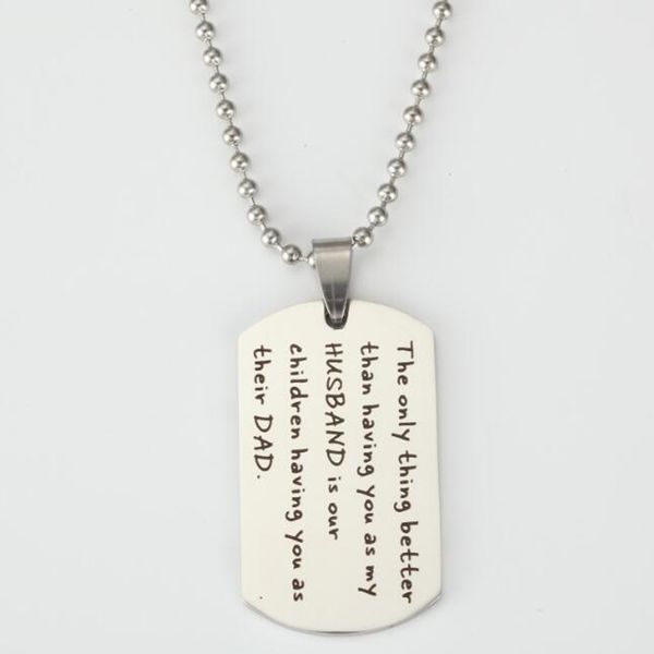 

stainless steel silver inspiration dog tag statement military necklace keychain message engraved pendant gift for husband,key ring