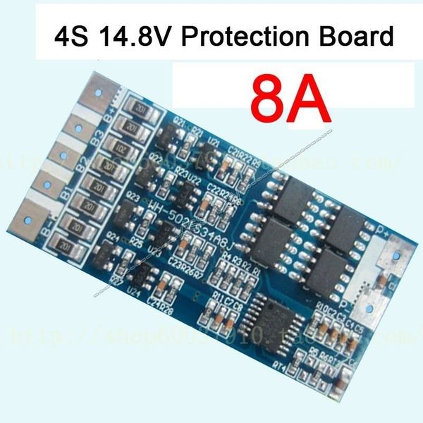 Freeshipping 4s célula 14.8 V 8A w / Balance Li-ion de Lítio 18650 Carga Da Bateria BMS PCB Protection Board