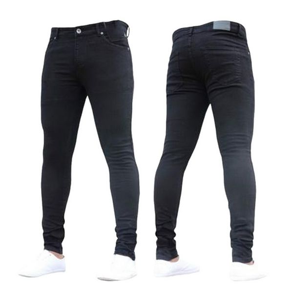 

с покрытием новая мода мужская повседневная стрейч узкие джинсы брюки узкие брюки сплошной цвет джинсы мужчины бренд мужские дизайнерские дж, Blue