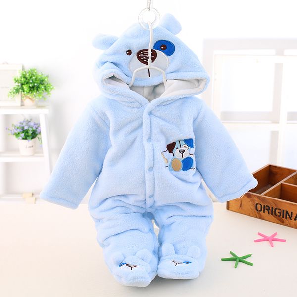 

newborn baby rompers toddler boys girls winter jumpsuit rompers clothing infant babies cartoon snowsuit outfits clothes, Blue