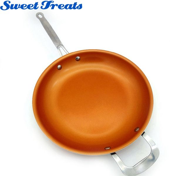 

non stick copper frying pan with ceramic coating and induction cooking oven dishwasher safe 12 inches kitchen tools