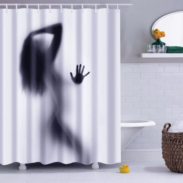 

fashion creative girl and women shadow silhouette bath shower curtain waterproof