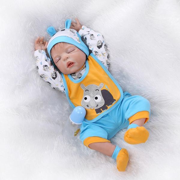 

new 23 inch/57cm reborn baby dolls full silicone body boy gender closed eyes can enter water reborn babies toys bonecas