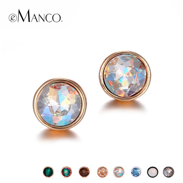 

emanco wholesale rhinestones piercing stud earrings set mix statement geometric create 8 colors 2 sizes earrings gifts for women, Golden;silver