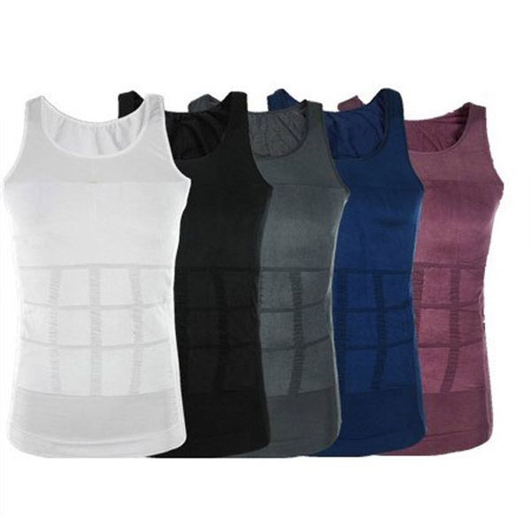 

5 colors men slimming vest tummy control elimination of male beer belly undershirt high quality, Black;brown