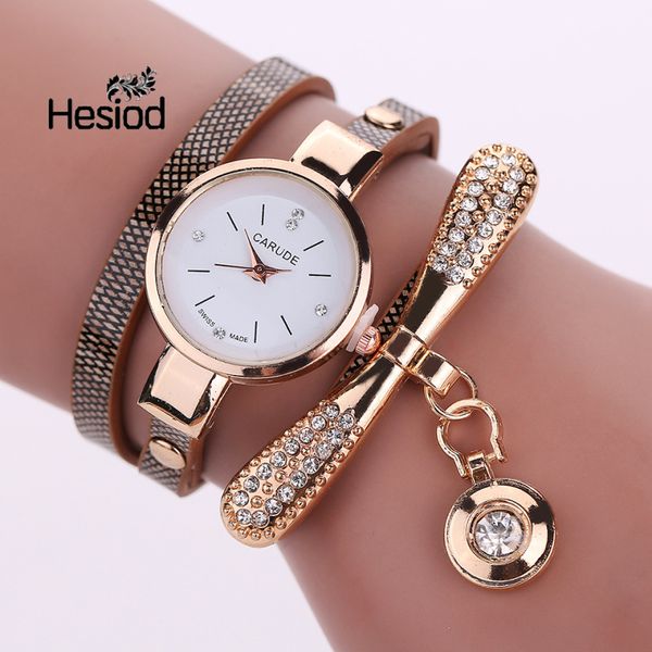 

Women Watches Top Leather Quartz Watch Women Dress Wristwatch Gold Ball Crystal Pendant Charm 7 Color Elegant Gifts