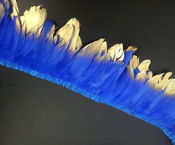 2 Meters Royal Blue With Gold Tip Goose Feather Trimming Fringe