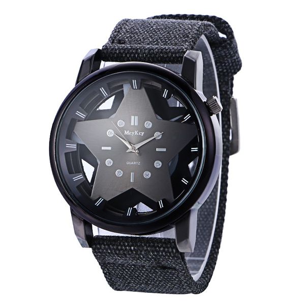 

new creative five-pointed star fashion design hollow transparent quartz watch men's casual business watch zegarki meskie hot, Slivery;brown