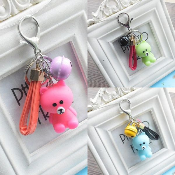 

3 colors small bear keychains craft hangings car keyring or bag buckle trendy cute bells key holder gift support fba drop shipping g734q, Silver