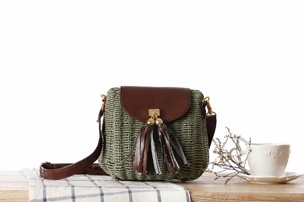 

new rattan bag small fresh sloping straw bag beach holiday leisure one shoulder weave handbag