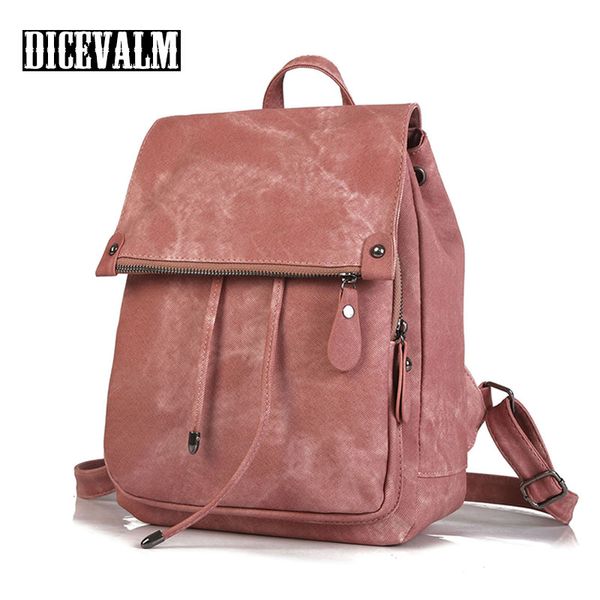 

preppy style women's backpack female leather shoulder bag fashion solid ladies school bags for teenage girls satchel daypack