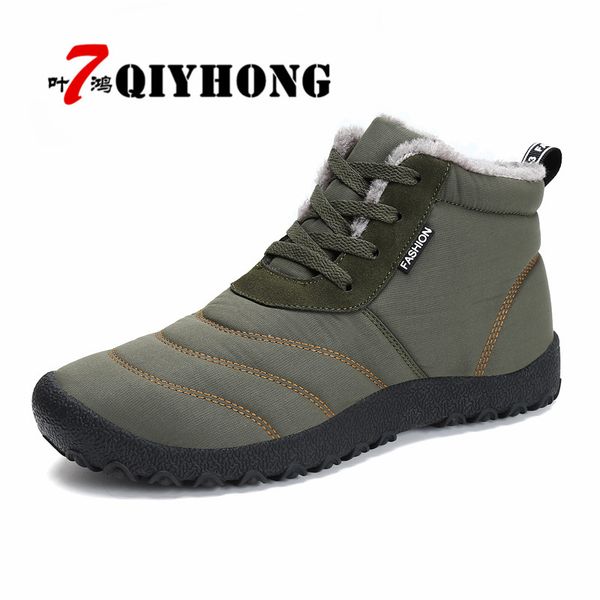 

new fashion men winter shoes solid color snow boots men plush inside antiskid bottom keep warm waterproof ski boots size 37 - 46, Black