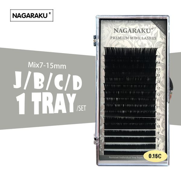 

nagaraku 16rows/case 7 15mm mix in one tray faux individual eyelash extension synthetic individual eyelash extension cilia lash