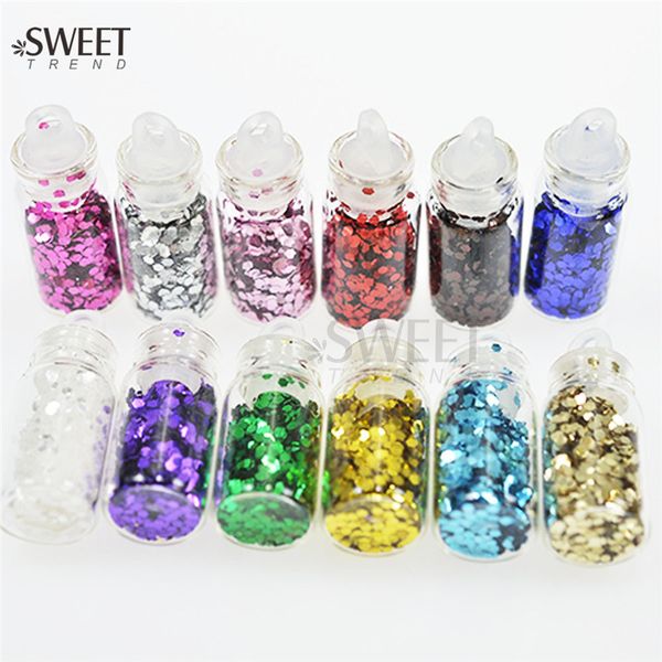 

12pcs nail glitter powder hexagon shape sparkly sequin nail tips decoration set uv gel acrylic shiny crafts for art lanc321, Silver;gold