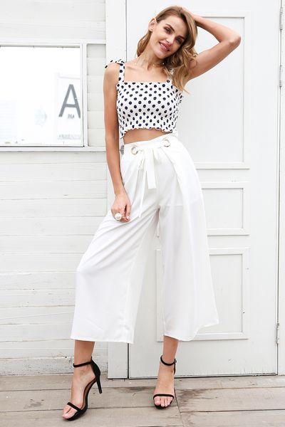 

Cotton Ruffle Strap Tank Top Tees Women Crop Top Casual Fitness Dot Tube Top Camisoles Boho Print Beach Summer Tops Female