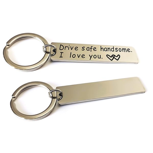 

drive safe keychain handsome i love you trucker husband gift for husband dad gift valentines day stocking stuffer, Silver