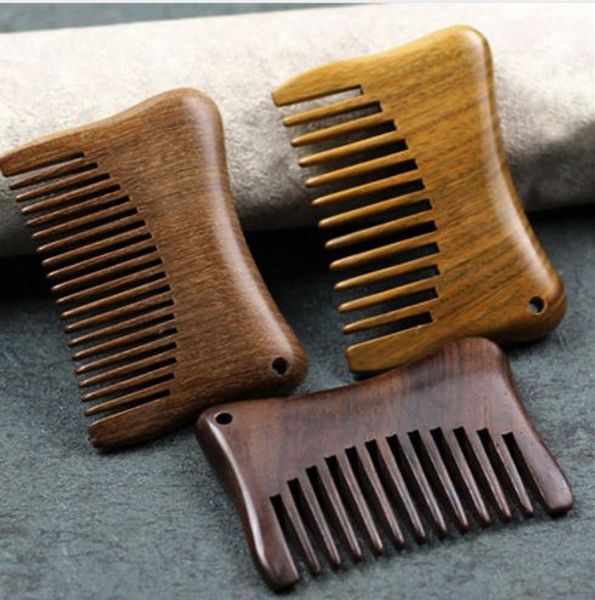 

1pcs pockets wooden comb natural sandalwood anti-static super wide tooth beard combs small hair brush hairstyling massage care, Silver
