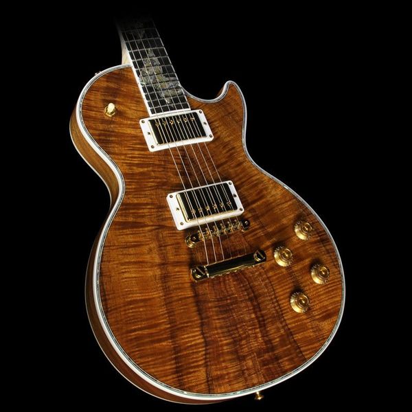 

Cu tom hop collector choice ultima koa with butterfly inlay 5 piece flame maple neck electric guitar natural