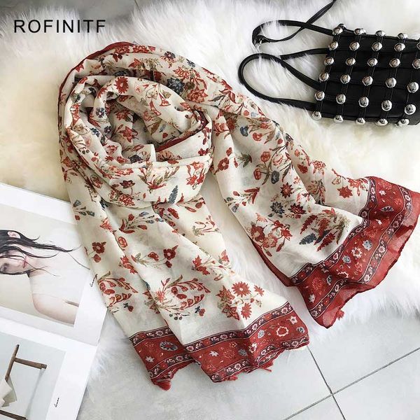 

new arrival spring acrylic cotton scarf floral soft fashion women long tassels scarf thin summer lady viscose shawl wraps