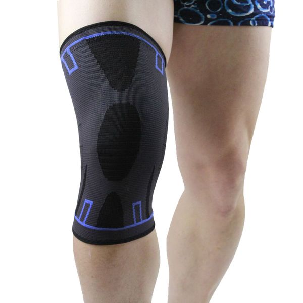 

knitted knee braces support protective sport knee breathable bandage brace elastic nylon sport compression support #2w, Black;gray