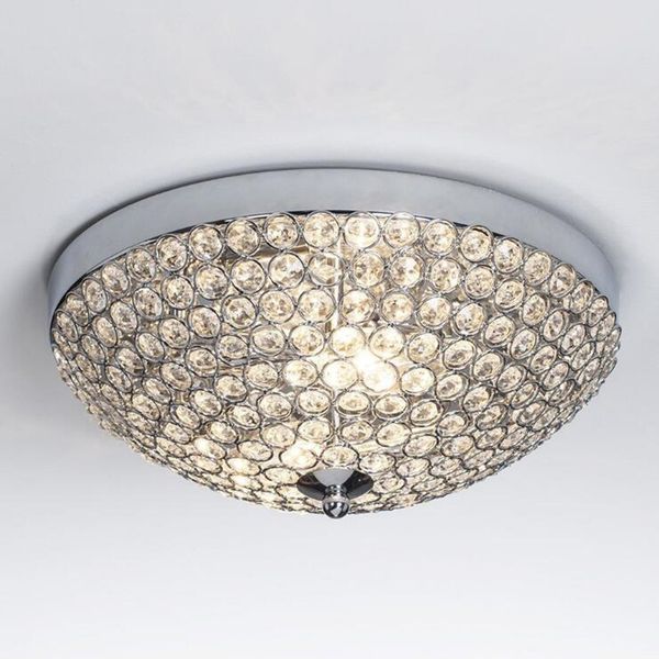 Modern Chrome Finish Ceiling Lighting Chandelier Crystal Ceiling Light Flush Mount Ceiling Light Suitable For Bedroom Living Room Hallway Small