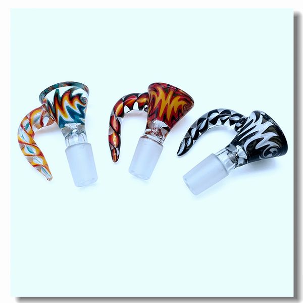 Unique Wig Wag Tobacco Bowls Heady Glass Wig Wag Bowl Piece Colorato 14mm Ciotola di vetro maschile 18mm Ciotole maschili per Recycler Dab Rig