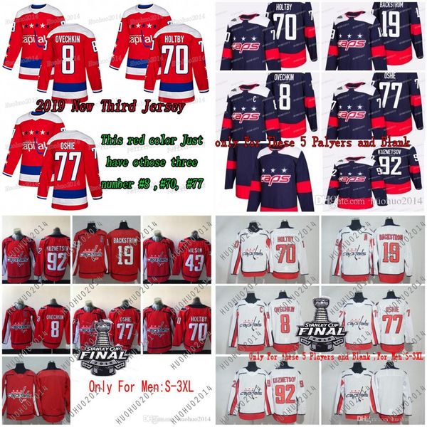 

2019 New Third Washington Capitals Alex Ovechkin T.J. Oshi Braden Holtby Evgeny Kuznetsov Nicklas Backstrom Tom Wilson Hockey Jersey