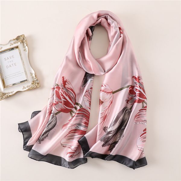 

2018 summer silk scarves for women shawls and wraps lady hijabs beach stoles