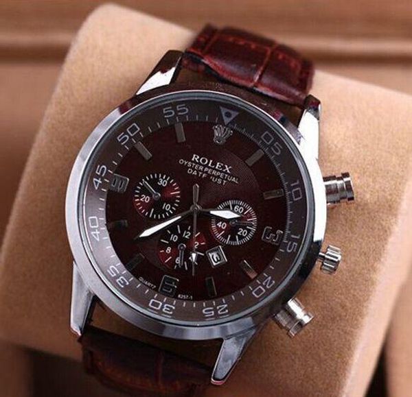 

Man Wristwatches Hot Luxury Brand 42MM Vintage Leather Watch mens Dress Quartz Watch Military Sport Watch Relógio masculino 01