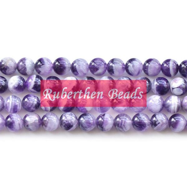 NB0058 Perline sciolte di pietra naturale di cristallo viola di sogno di ametista di grandi quantità di perline rotonde di pietra Migliori accessori per la creazione di gioielli all'ingrosso