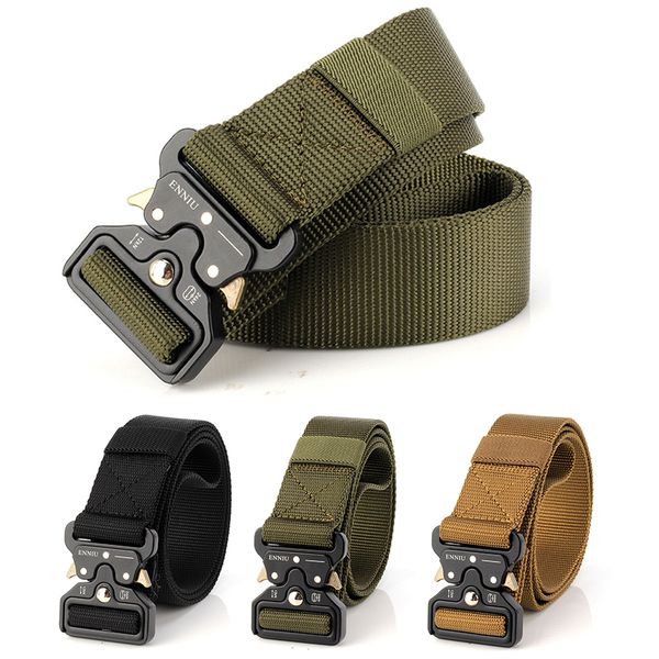 

tactical belt men outdoor multifunctional trainin nylon waistband, Black;brown