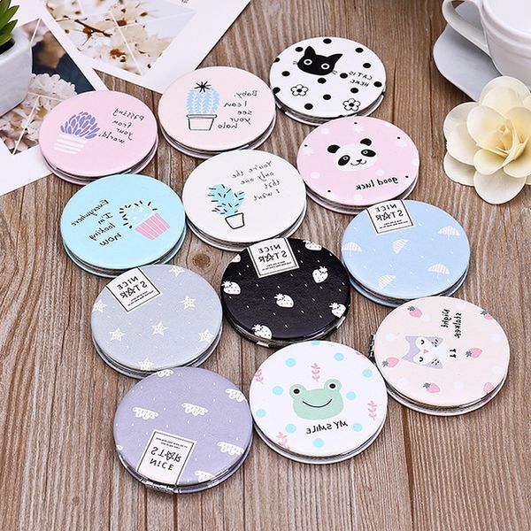 

1pc round shape small mirror double-sided folding portable makeup mirror cute design ment