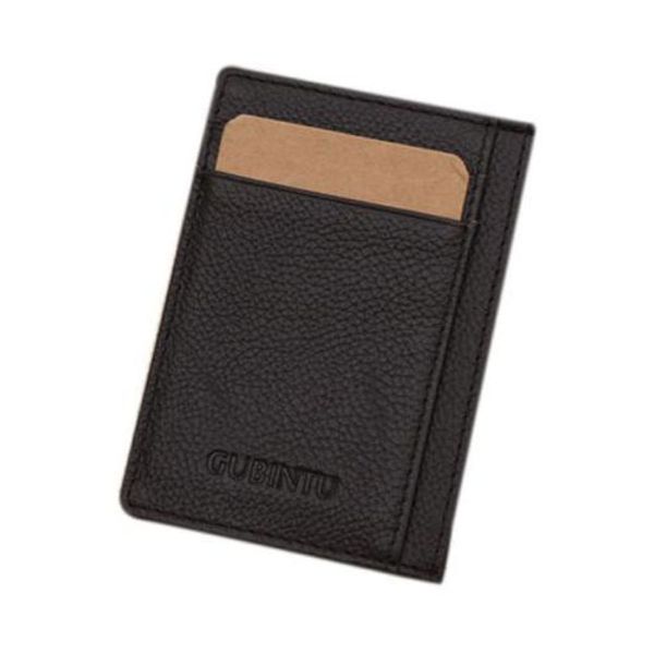 

2x gubintu ultra-thin leather wallet mens mini id holder money clip magic purse, Black