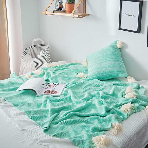 

cotton knitted blanket bed sofa office decorative throw blanket multi use geometric nap cushion