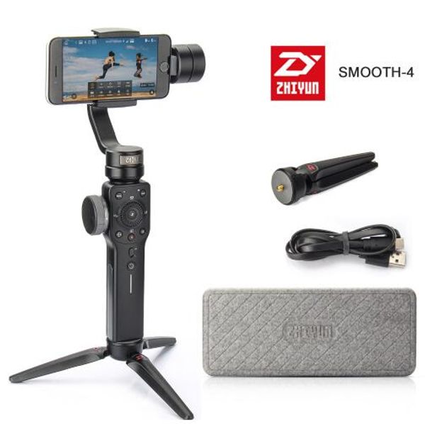 Stabilizatörler Zhiyun Resmi Smooth 4 3 Eksenli Elde Gimbal Taşınabilir Taşınabilir Kamera Montajı Akıllı Telefon İPhone Aksiyon Kamerası