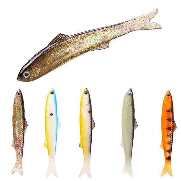 

soft rubber artificial 3d fish worms bait 5colors 13cm 12.7g freshwater shad noctilucence fishing lure