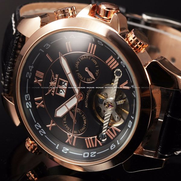 

2015 relojes hombre men fashion automatic mechanical date colors dress leather wrist watch luxury watch saat reloj golden, Slivery;brown