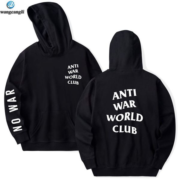 

2018 anti war world club autumn winter hoodies sweatshirt men new design harajuku casual hoodie men women print jacket clothes, Black