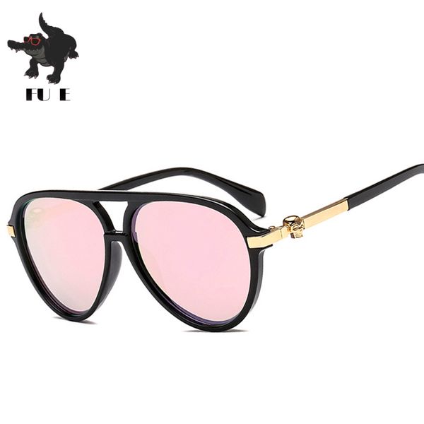 

fu e 2018 big frame cateyes women sunglasses rimless metal fashion brand designer glasses retro feminino uv400, White;black