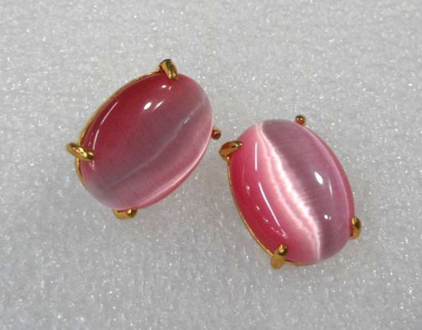 

lady's beautiful pink opal bead stud earring ing, Golden;silver