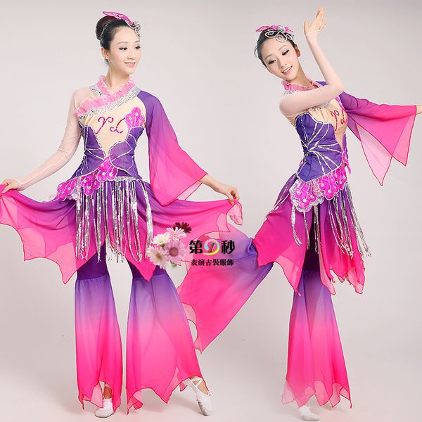 

new yangko clothing classical costumes national dance costume dance clothes stage clothes women, Black;red