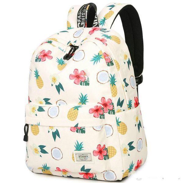 Ananas-Rucksack, Blumen-Ananas-Tagesrucksack, Schultasche mit Kritzeldruck, lässiger Rucksack, Sport-Schultasche, Outdoor-Tagesrucksack