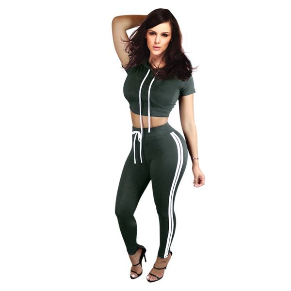 

womens tracksuit fashion hooded crop and long pants 2 piece set female cotton casual pants suits set summer outfits 6 colors, Gray