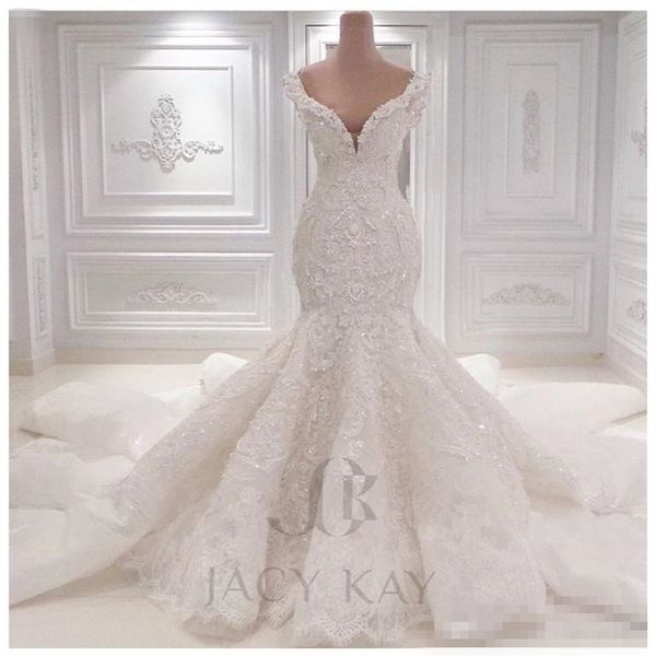 

Modern ve tido de noiva mermaid lace wedding dre e 2018 pring de igner bridal gown for church 3d floral applique