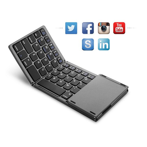 

portable mini twice folding bluetooth keyboard computers portable keyboard 20pcs