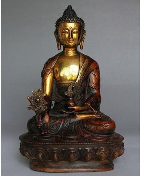 20,3 cm große tibetische Messing-Buddhismus-Bodhisattva-Shakyamuni-Buddha-Statue