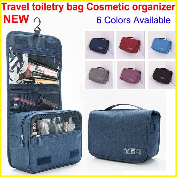 2018 Stil Kosmetik-Organizer-Tasche mit Haken, tragbare Reisetasche, hängende Kulturbeutel, waschbar, wasserdicht, große Kapazität, Make-up-Taschen, 6 Farben