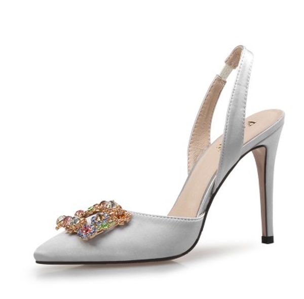 

Шелковый Алмаз Кристалл острым носом обнаженная цвет высокий каблук slling назад вы