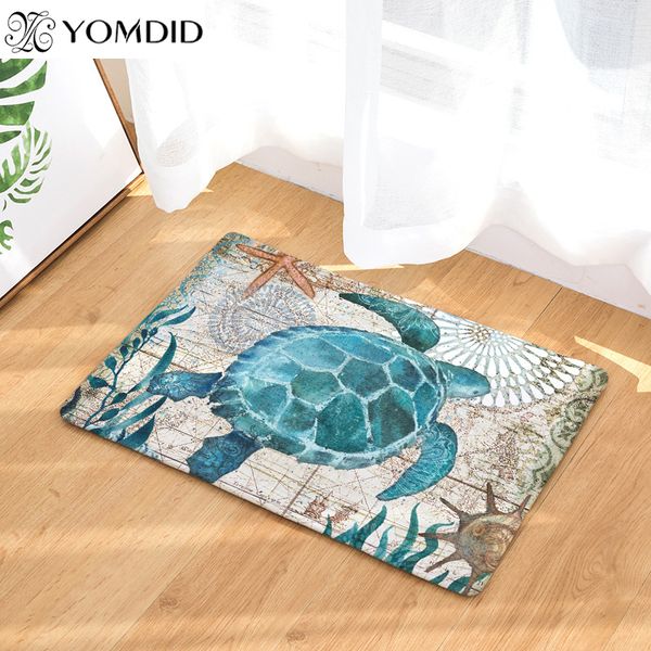 

turtle print mats hippocampus ocs whale pattern doormat bathroom floor kitchen rugs 40x60 50x80cm anti-slip carpet